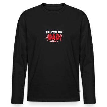 Triathlon Dad für Triathleten Väter Männer - Männer Premium Bio Langarmshirt - Schwarz - Vorne - Nico (187cm)