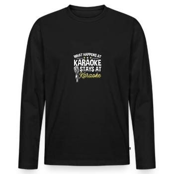 Que se passe-t-il au karaoké reste au karaoké chantant - T-shirt manches longues Premium bio Homme - noir - Devant - Nico (187cm)