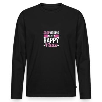 Soapmaking Is My Happy Place Seifenherstellung - Men's Premium Organic Long Sleeve Shirt - black - Front - Nico (187cm)