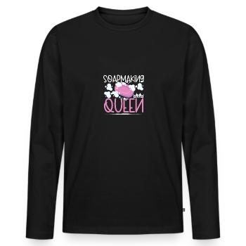 Soap Making Queen Seifenherstellung Seifenmachen - Men's Premium Organic Long Sleeve Shirt - black - Front - Nico (187cm)