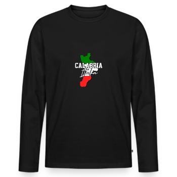 Calabre Italia Drapeau italien Italie - T-shirt manches longues Premium bio Homme - noir - Devant - Nico (187cm)