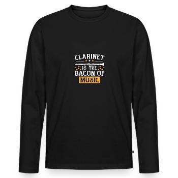 Clarinet Is The Bacon Of Music for clarinetists - Men's Premium Organic Long Sleeve Shirt - black - Front - Nico (187cm)