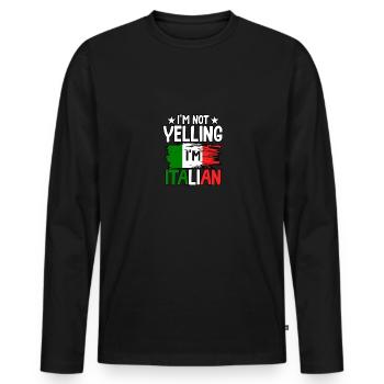 Je ne crie pas que je suis italien pour italien - T-shirt manches longues Premium bio Homme - noir - Devant - Nico (187cm)