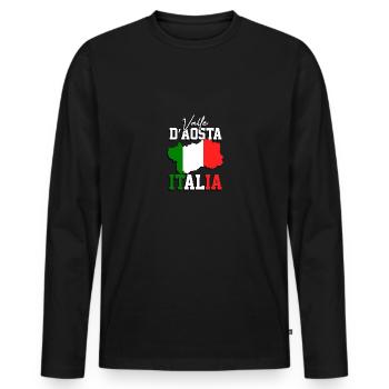 Val d’Aoste Italia Drapeau italien Italie - T-shirt manches longues Premium bio Homme - noir - Devant - Nico (187cm)