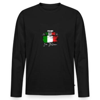 Je ne crie pas que je suis italien pour italien - T-shirt manches longues Premium bio Homme - noir - Devant - Nico (187cm)