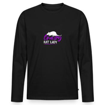 Crazy Rat Lady pour les amoureux des rats Propriétaires de rats - T-shirt manches longues Premium bio Homme - noir - Devant - Nico (187cm)