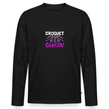 Croquet Queen pour les filles de croquet - T-shirt manches longues Premium bio Homme - noir - Devant - Nico (187cm)