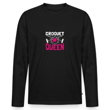 Croquet Queen pour les filles de croquet - T-shirt manches longues Premium bio Homme - noir - Devant - Nico (187cm)