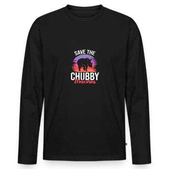 Save The Chubby Unicorns Rhinoceros Rino Men - Men's Premium Organic Long Sleeve Shirt - black - Front - Nico (187cm)
