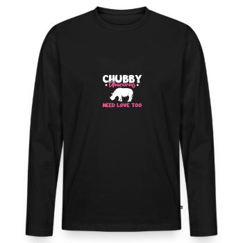 Chubby Unicorns Need Love Too Rhinoceros Rino - Men's Premium Organic Long Sleeve Shirt - black - Front - Nico (187cm)