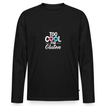 Too Cool For Gluten Free Awareness Celiac Disease - Men's Premium Organic Long Sleeve Shirt - black - Front - Nico (187cm)