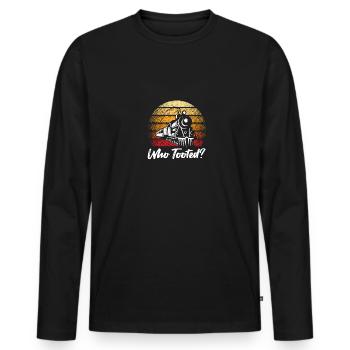 Qui a sonné pour les amoureux du chemin de fer des trains Conducteurs - T-shirt manches longues Premium bio Homme - noir - Devant - Nico (187cm)