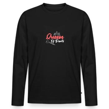 Queen of Darts for women playing darts and - Men's Premium Organic Long Sleeve Shirt - black - Front - Nico (187cm)