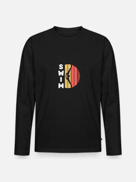 SWIM Svømning Retro Vintage For Mænd Kvinder - Premium økologisk langærmet T-shirt til mænd - sort