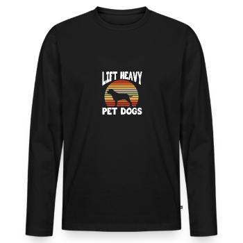 Soulever des chiens de compagnie lourds pour les propriétaires de chiens haltérophiles - T-shirt manches longues Premium bio Homme - noir - Devant - Nico (187cm)