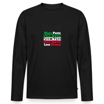 More Pasta Less Drama For Pasta Lovers Men - Men's Premium Organic Long Sleeve Shirt - black - Front - Nico (187cm)