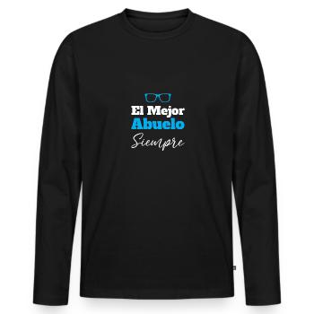 El Mejor Abuelo Siempre Bester Opa Immer Für - Männer Premium Bio Langarmshirt - Schwarz - Vorne - Nico (187cm)