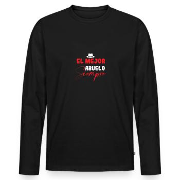 El Mejor Abuelo Siempre Bester Opa Immer Für - Männer Premium Bio Langarmshirt - Schwarz - Vorne - Nico (187cm)