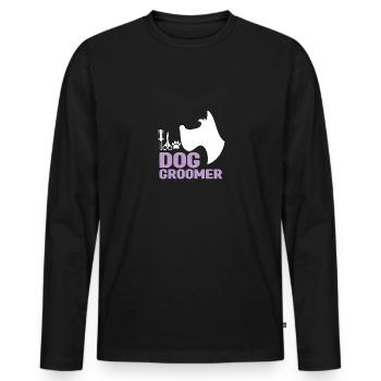 Toiletteur pour chien Toiletteur pour animaux de compagnie Hommes - T-shirt manches longues Premium bio Homme - noir - Devant - Nico (187cm)