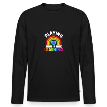 Jouer, c’est apprendre Enseignant École primaire préscolaire - T-shirt manches longues Premium bio Homme - noir - Devant - Nico (187cm)