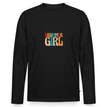 Drummer Girl Für Schlagzeugerinnen Schlagzeuger - Männer Premium Bio Langarmshirt - Schwarz - Vorne - Nico (187cm)