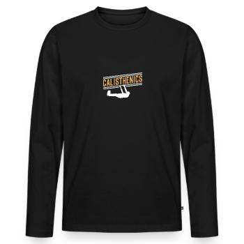 Calisthenics Street Workout Fitness Hommes Femmes - T-shirt manches longues Premium bio Homme - noir - Devant - Nico (187cm)