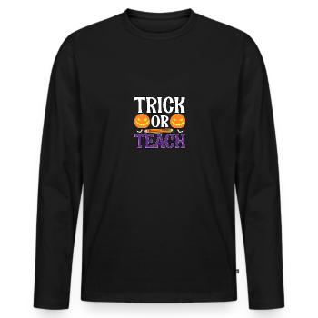 Trick Or Teach Halloween Costume for Teachers - Men's Premium Organic Long Sleeve Shirt - black - Front - Nico (187cm)