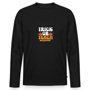 Trick Or Teach Halloween Costume for Teachers - Men's Premium Organic Long Sleeve Shirt - black - Front - Nico (187cm)