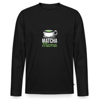 Matcha Mom pour les amateurs de thé matcha - T-shirt manches longues Premium bio Homme - noir - Devant - Nico (187cm)