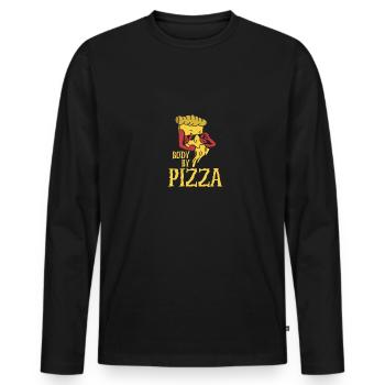 Body By Pizza für Männer Frauen - Männer Premium Bio Langarmshirt - Schwarz - Vorne - Nico (187cm)