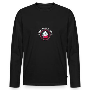 I Bake People Happy Für Kuchen Cupcake Bäcker - Männer Premium Bio Langarmshirt - Schwarz - Vorne - Nico (187cm)