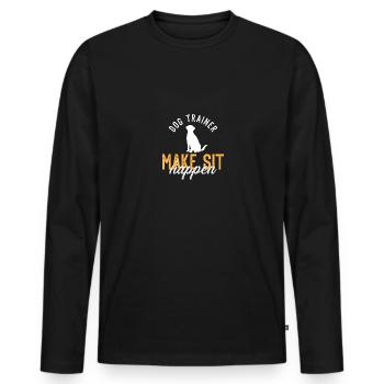 Dogtrainer I Make Sit Happen for dog trainers - Men's Premium Organic Long Sleeve Shirt - black - Front - Nico (187cm)