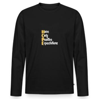 N’ont que des attentes positives Hommes Femmes - T-shirt manches longues Premium bio Homme - noir - Devant - Nico (187cm)