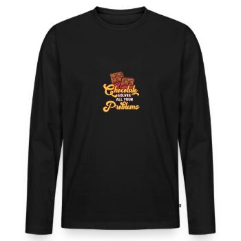 Le chocolat résout tous vos problèmes pour - T-shirt manches longues Premium bio Homme - noir - Devant - Nico (187cm)