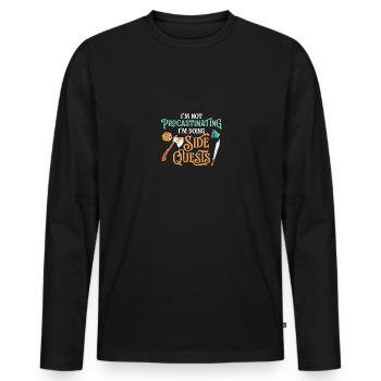 Je ne tergiverse pas sur les quêtes secondaires RPG - T-shirt manches longues Premium bio Homme - noir - Devant - Nico (187cm)