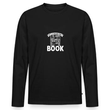C’est une bonne journée pour lire un livre pour les rats de bibliothèque - T-shirt manches longues Premium bio Homme - noir - Devant - Nico (187cm)