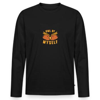 Owl By Myself Mignon Owl pour femmes filles - T-shirt manches longues Premium bio Homme - noir - Devant - Nico (187cm)