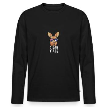 G'Day Mate Australia Kangaroo Love Australia - Men's Premium Organic Long Sleeve Shirt - black - Front - Nico (187cm)