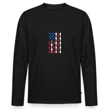 Bowling American Flag Bowling - Men's Premium Organic Long Sleeve Shirt - black - Front - Nico (187cm)