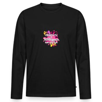 Creativity Is Intelligence Having Fun für Männer - Männer Premium Bio Langarmshirt - Schwarz - Vorne - Nico (187cm)