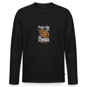 Praise Him With The Strings Christlich Gitarre - Männer Premium Bio Langarmshirt - Schwarz - Vorne - Nico (187cm)