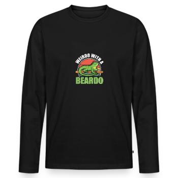 Weirdo avec un animal de compagnie Beardo Lizard Gecko - T-shirt manches longues Premium bio Homme - noir - Devant - Nico (187cm)