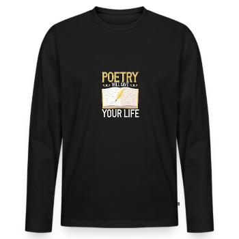 Poetry Will Save Your Life Literatur Gedicht - Männer Premium Bio Langarmshirt - Schwarz - Vorne - Nico (187cm)