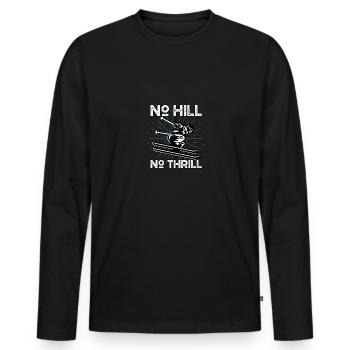Pas de colline, pas de sensations fortes pour les amateurs de ski Skieurs - T-shirt manches longues Premium bio Homme - noir - Devant - Nico (187cm)