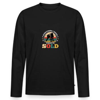 Tout ce que je touche se transforme en vendu pour - T-shirt manches longues Premium bio Homme - noir - Devant - Nico (187cm)