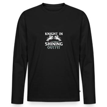 Chevalier En Tenue Brillante Fête Médiévale - T-shirt manches longues Premium bio Homme - noir - Devant - Nico (187cm)