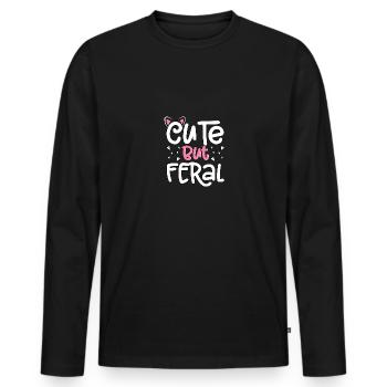Cute But Feral Cat Ears Cute But Wild - Men's Premium Organic Long Sleeve Shirt - black - Front - Nico (187cm)