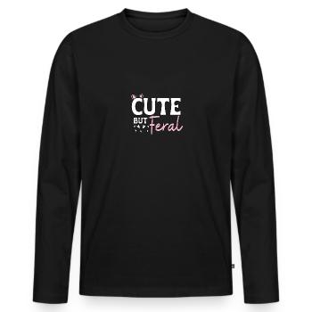 Cute But Feral Cat Ears Cute But Wild - Men's Premium Organic Long Sleeve Shirt - black - Front - Nico (187cm)