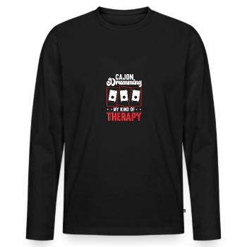 Cajon Tambour Mon Genre De Thérapie Kachon - T-shirt manches longues Premium bio Homme - noir - Devant - Nico (187cm)