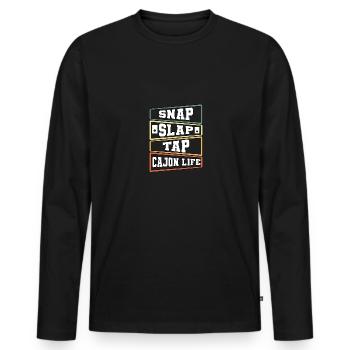 Snap Slap Tap Cajon Life Kachon - Männer Premium Bio Langarmshirt - Schwarz - Vorne - Nico (187cm)